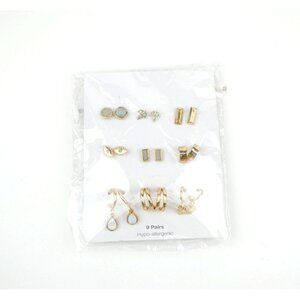 Walmart Earring Set 9 Pairs Gold-Tone Hypo-Allergenic